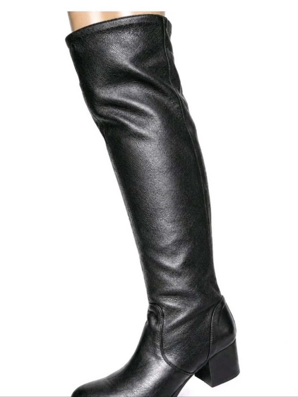 Corso Como Hoboken Women Sz 7.5 Boot Blk Leather Tall OverTheKnee Block Heel[8A
